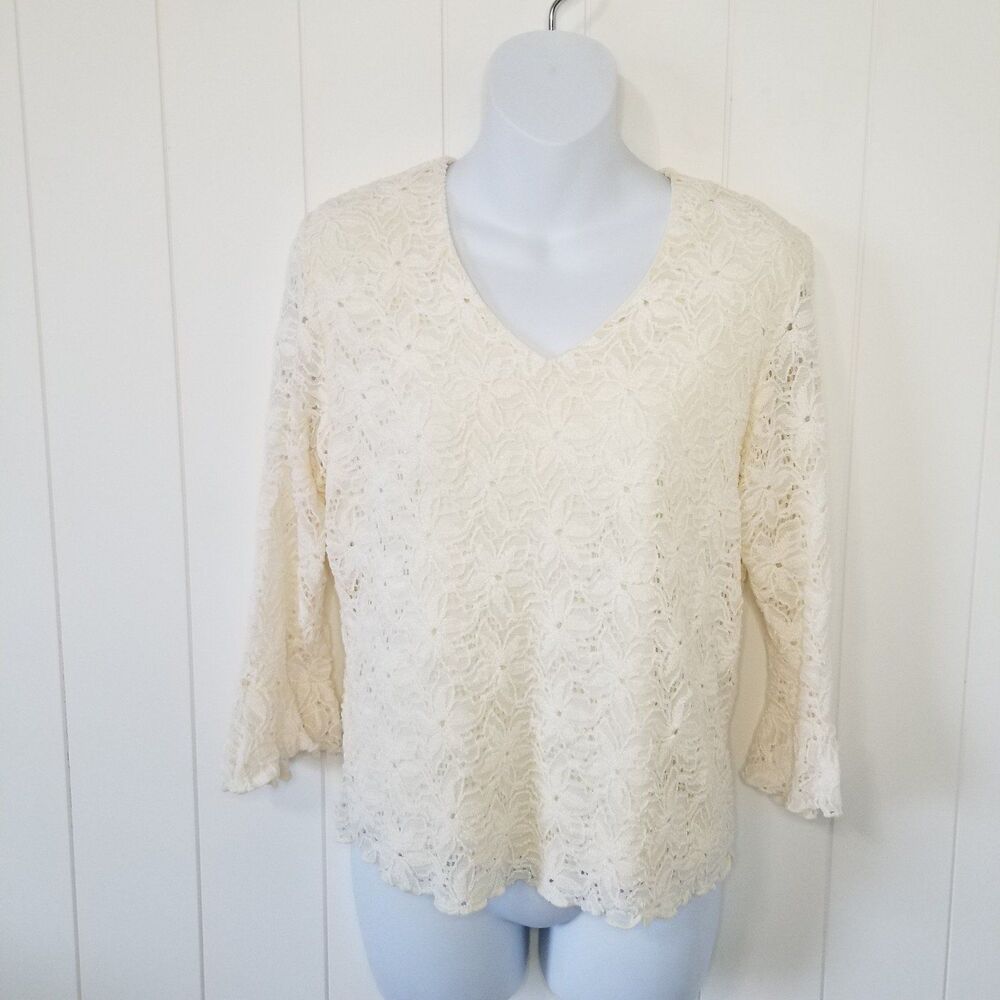 Women's Fairycore Romantic Bell Sleeve Lace Top Size Medium